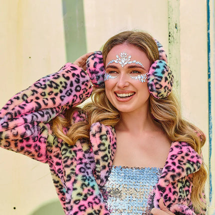 Feestbazaar Jasje Fluffy Candy Luipaard (M/L)