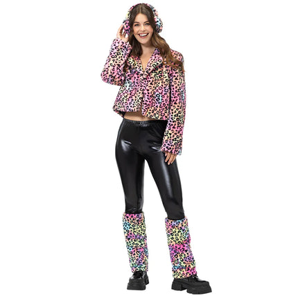 Feestbazaar Jasje Fluffy Candy Luipaard (M/L)
