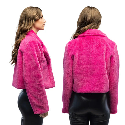 Feestbazaar Jasje Fluffy Rave Fuchsia