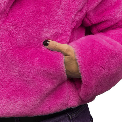 Feestbazaar Jasje Fluffy Rave Fuchsia