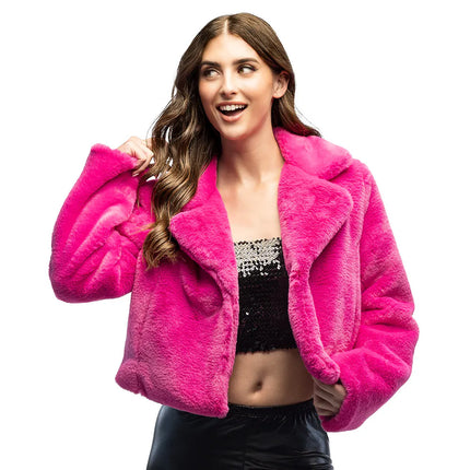 Feestbazaar Jasje Fluffy Rave Fuchsia