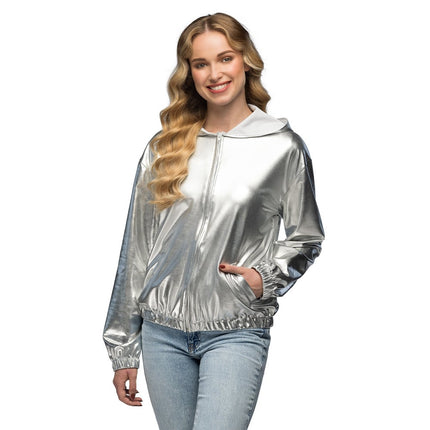 Feestbazaar Jasje Rave Metallic Zilver Dames