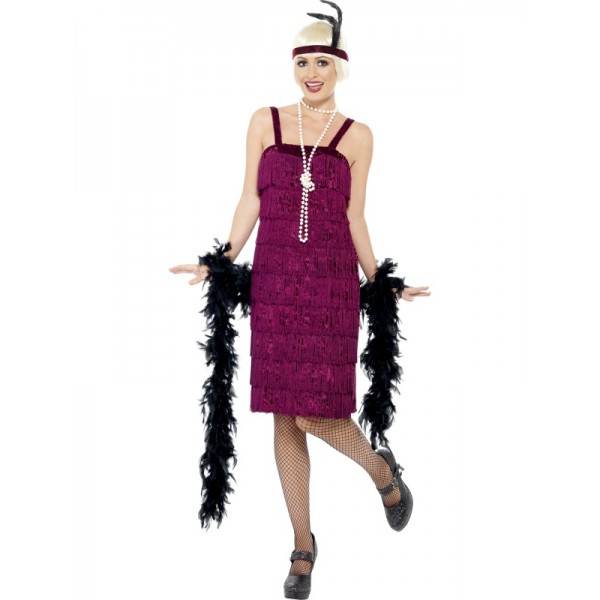 Feestbazaar Jazz Flapper kostuum Burgundy