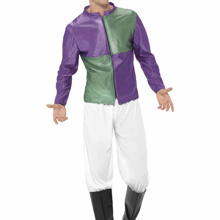 Feestbazaar Jockey kostuum groen/paars