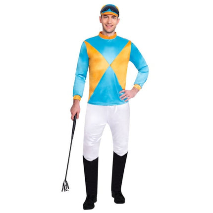 Feestbazaar Jockey Kostuum Lester Blauw/Geel