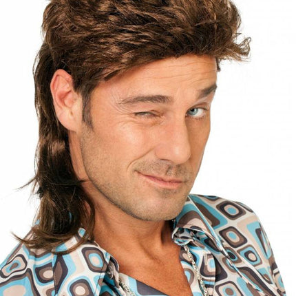 Feestbazaar Johnny Tokkie pruik bruin