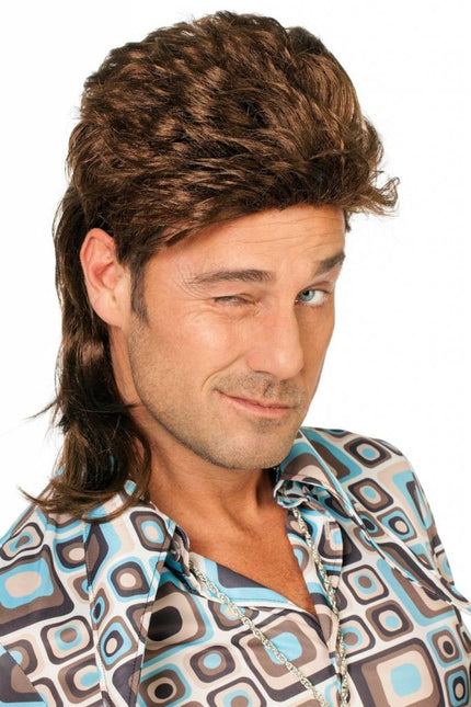 Feestbazaar Johnny Tokkie pruik bruin