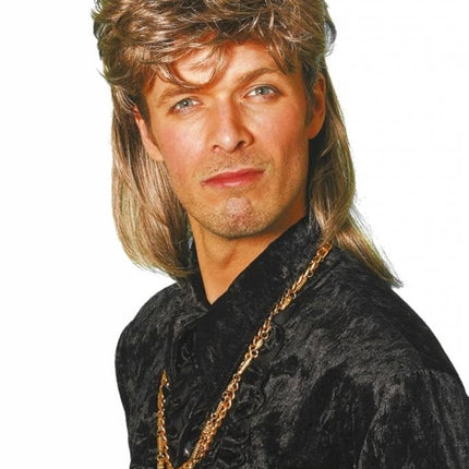 Feestbazaar Johnny Tokkie pruik bruin/blond
