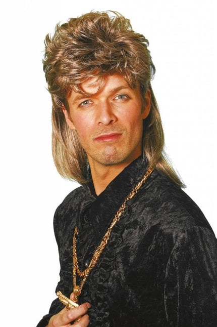 Feestbazaar Johnny Tokkie pruik bruin/blond