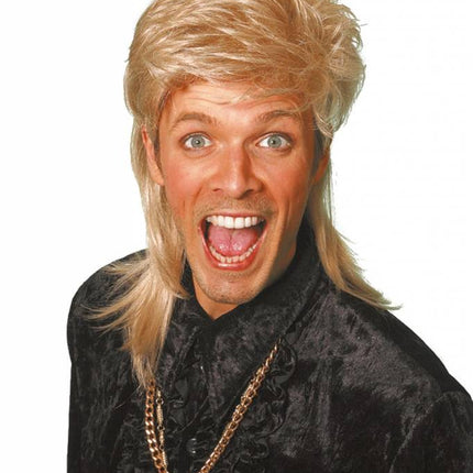 Feestbazaar Johnny Tokkie pruik deluxe blond