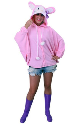 Feestbazaar Jumper roze konijn pluche met paars strikje