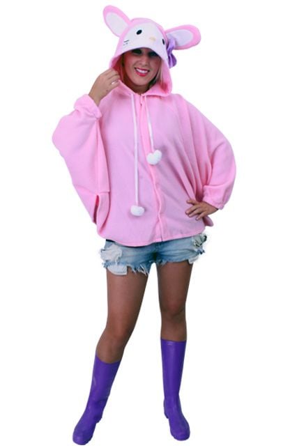 Feestbazaar Jumper roze konijn pluche met paars strikje