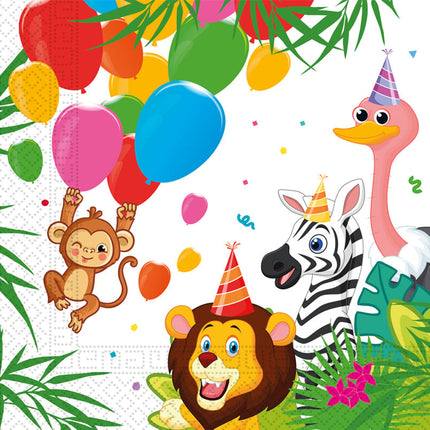 Feestbazaar Jungle Dieren Balloons Servetten (20st)