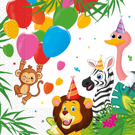 Feestbazaar Jungle Dieren Balloons Servetten (20st)