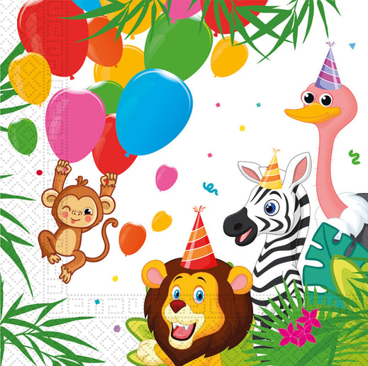 Feestbazaar Jungle Dieren Balloons Servetten (20st)