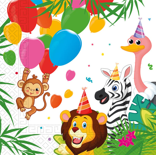 Feestbazaar Jungle Dieren Balloons Servetten (20st)