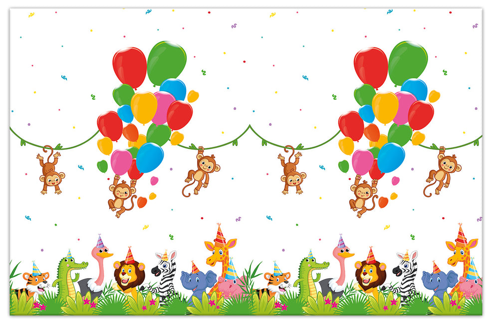 Feestbazaar Jungle Dieren Balloons Tafelkleed 120x180cm