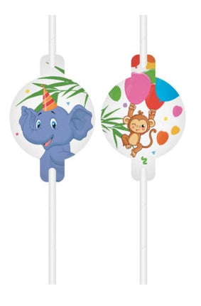 Feestbazaar Jungle Dieren Rietjes (4st)