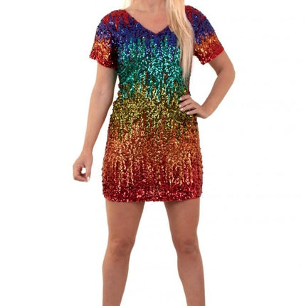 Feestbazaar Jurk Pailletten Multi Gekleurd