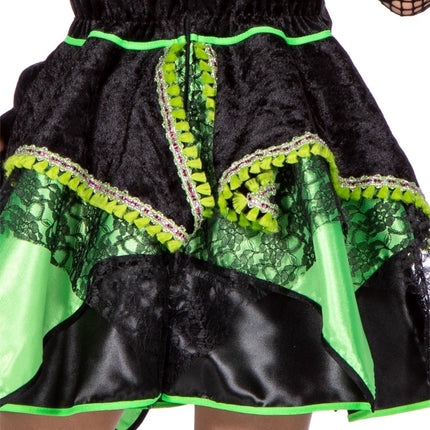 Feestbazaar Jurkje Heks Groen Kind Kort Luxe