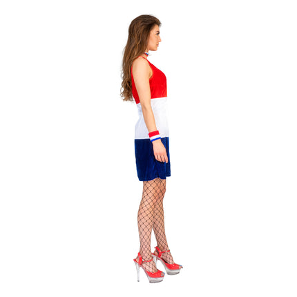 Feestbazaar Jurkje Holland Dames Rood/Wit/Blauw