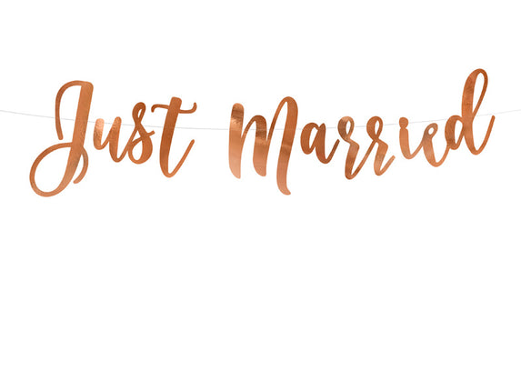 Feestbazaar Just Married Letterslinger Rosé goud 77cm
