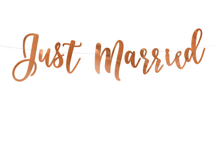 Feestbazaar Just Married Letterslinger Rosé goud 77cm