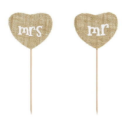 Feestbazaar Jute Cake Topper Mr & Mrs
