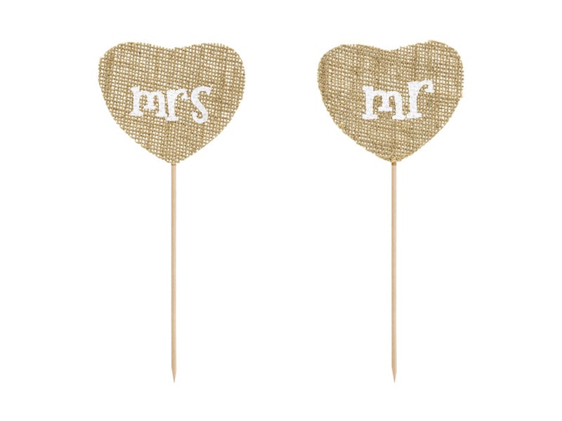Feestbazaar Jute Cake Topper Mr & Mrs