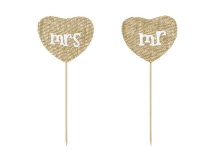 Feestbazaar Jute Cake Topper Mr & Mrs