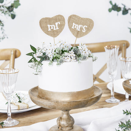 Feestbazaar Jute Cake Topper Mr & Mrs