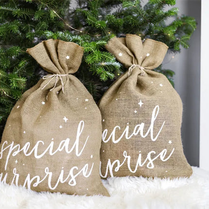 Feestbazaar Jute Kerstman Zak Special Surprise (40x55cm)