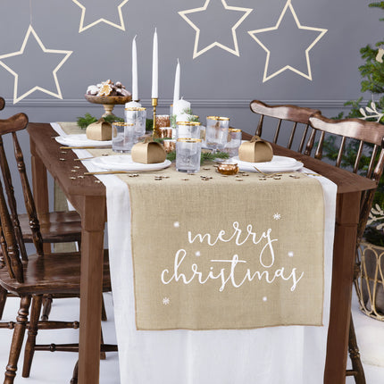 Feestbazaar Jute Tafelloper Merry Christmas (50x250cm)
