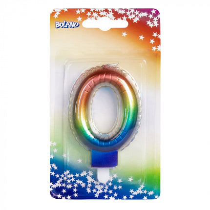 Feestbazaar Kaarsje Regenboog Cijfer 0