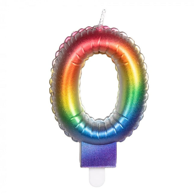 Feestbazaar Kaarsje Regenboog Cijfer 0