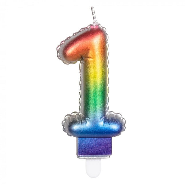 Feestbazaar Kaarsje Regenboog Cijfer 1