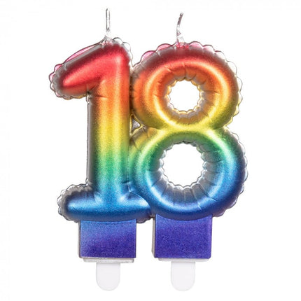 Feestbazaar Kaarsje Regenboog Cijfer 18