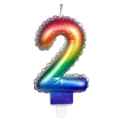 Feestbazaar Kaarsje Regenboog Cijfer 2