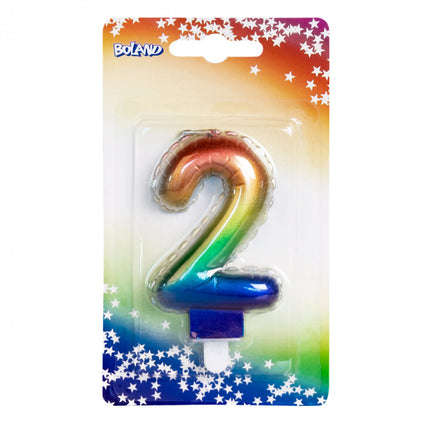 Feestbazaar Kaarsje Regenboog Cijfer 2