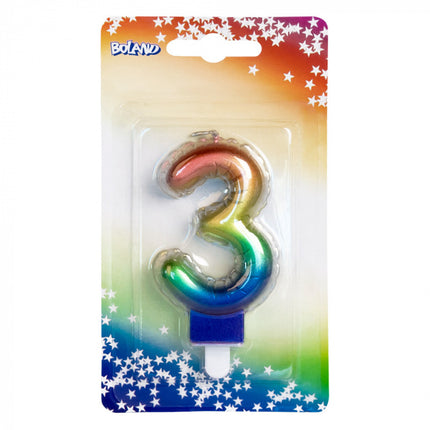 Feestbazaar Kaarsje Regenboog Cijfer 3