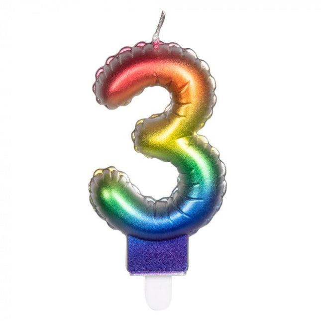 Feestbazaar Kaarsje Regenboog Cijfer 3