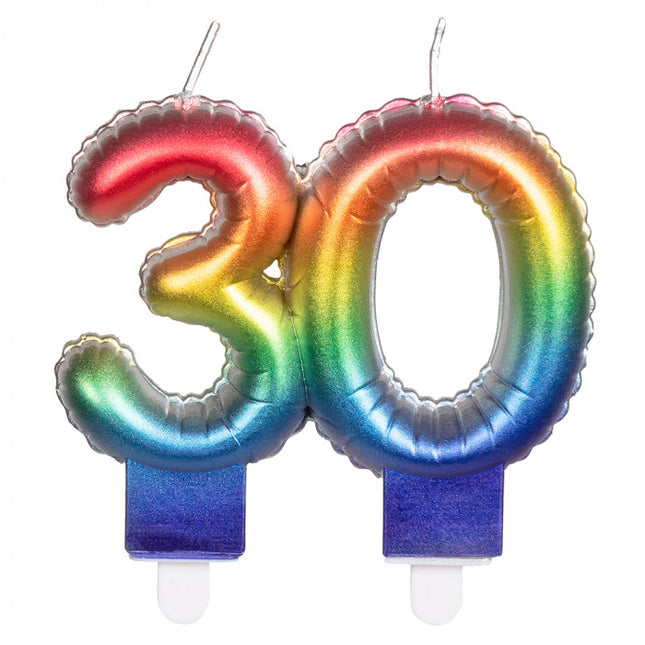Feestbazaar Kaarsje Regenboog Cijfer 30