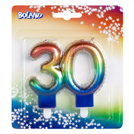 Feestbazaar Kaarsje Regenboog Cijfer 30