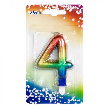 Feestbazaar Kaarsje Regenboog Cijfer 4