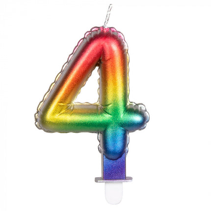 Feestbazaar Kaarsje Regenboog Cijfer 4