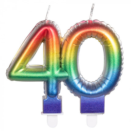 Feestbazaar Kaarsje Regenboog Cijfer 40