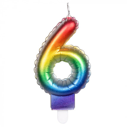 Feestbazaar Kaarsje Regenboog Cijfer 6