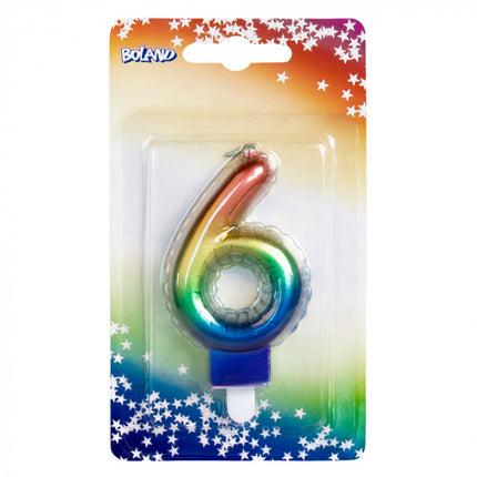 Feestbazaar Kaarsje Regenboog Cijfer 6