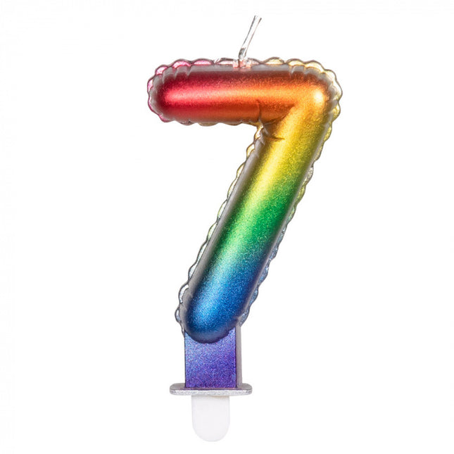 Feestbazaar Kaarsje Regenboog Cijfer 7