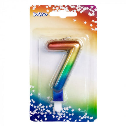 Feestbazaar Kaarsje Regenboog Cijfer 7